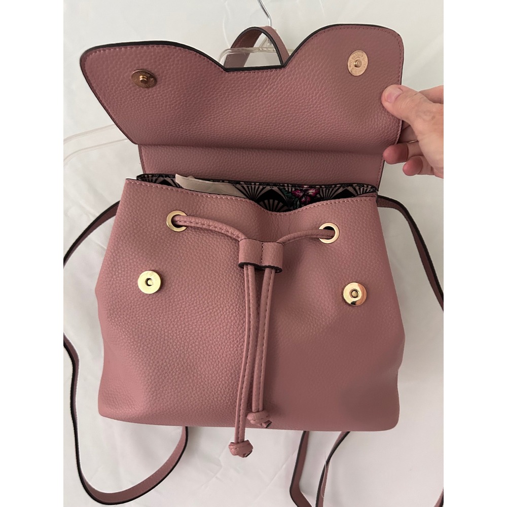 Nanette Lepore Pink Faux Leather Convertible Backpack Handbag - Picture 4 of 5